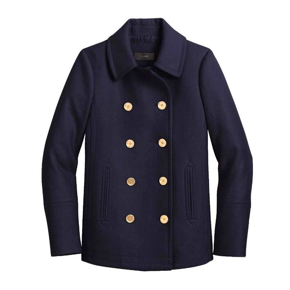 NWT J.Crew Andover Peacoat in Navy Blue Double-Breasted Italian Wool Coat 2
